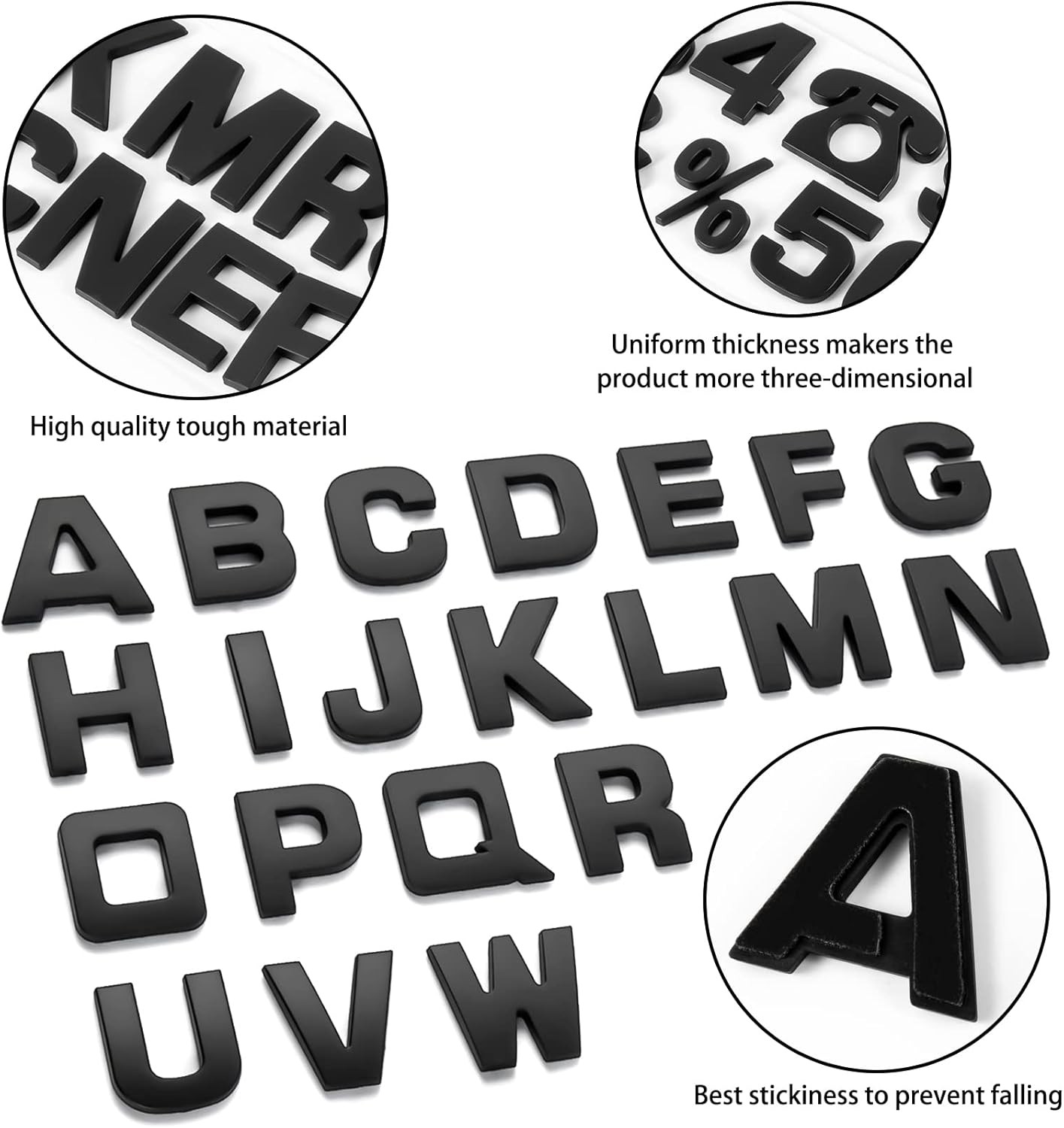 43PCS 3D Chrome Car Emblem Letters Number Symbol Badge Sticker DIY Black