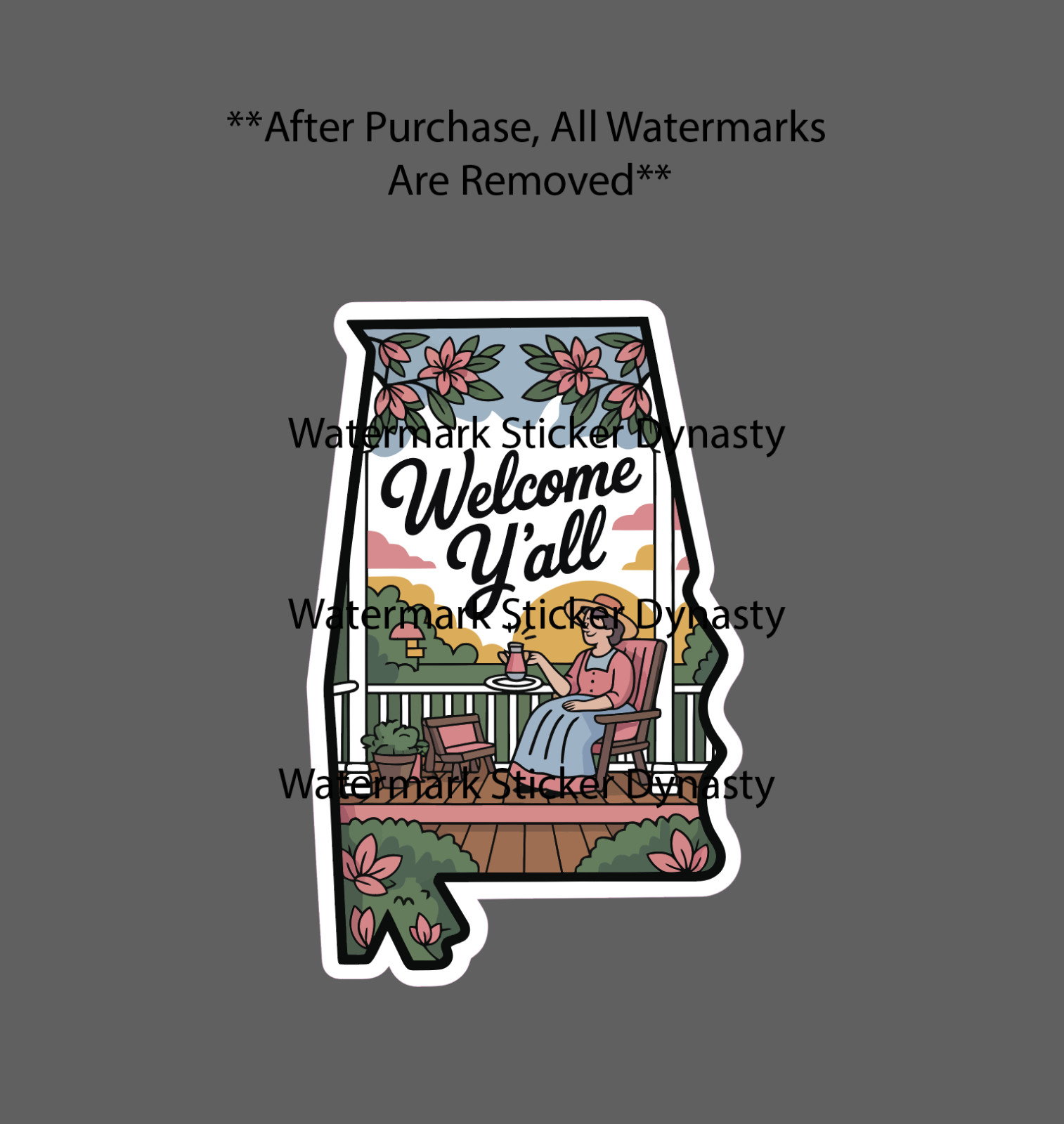 Alabama Sticker Waterproof Decal Welcome Y'all Southern State Home Gift NEW