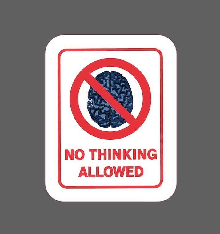 No Thinking Allowed Sticker Waterproof – Buy Any 4 For $1.75 Each Storewide!