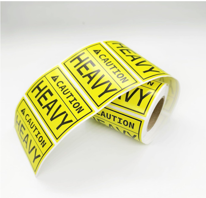 300 Pcs Caution Heavy Sticker, 2 x 3 inch Fluorescent Yellow Heavy Special Handl