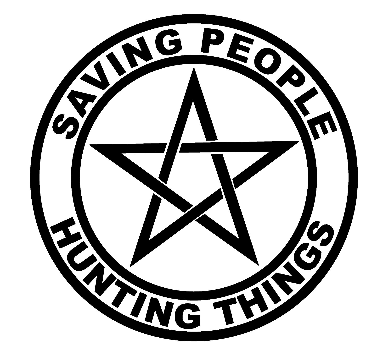 Saving People Hunting Things Supernatural Vinyl Decal with pentacle, free ship