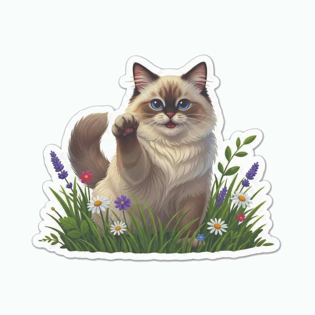 Ragdoll Cat Grass Vinyl Decal Sticker Kitten Pet A