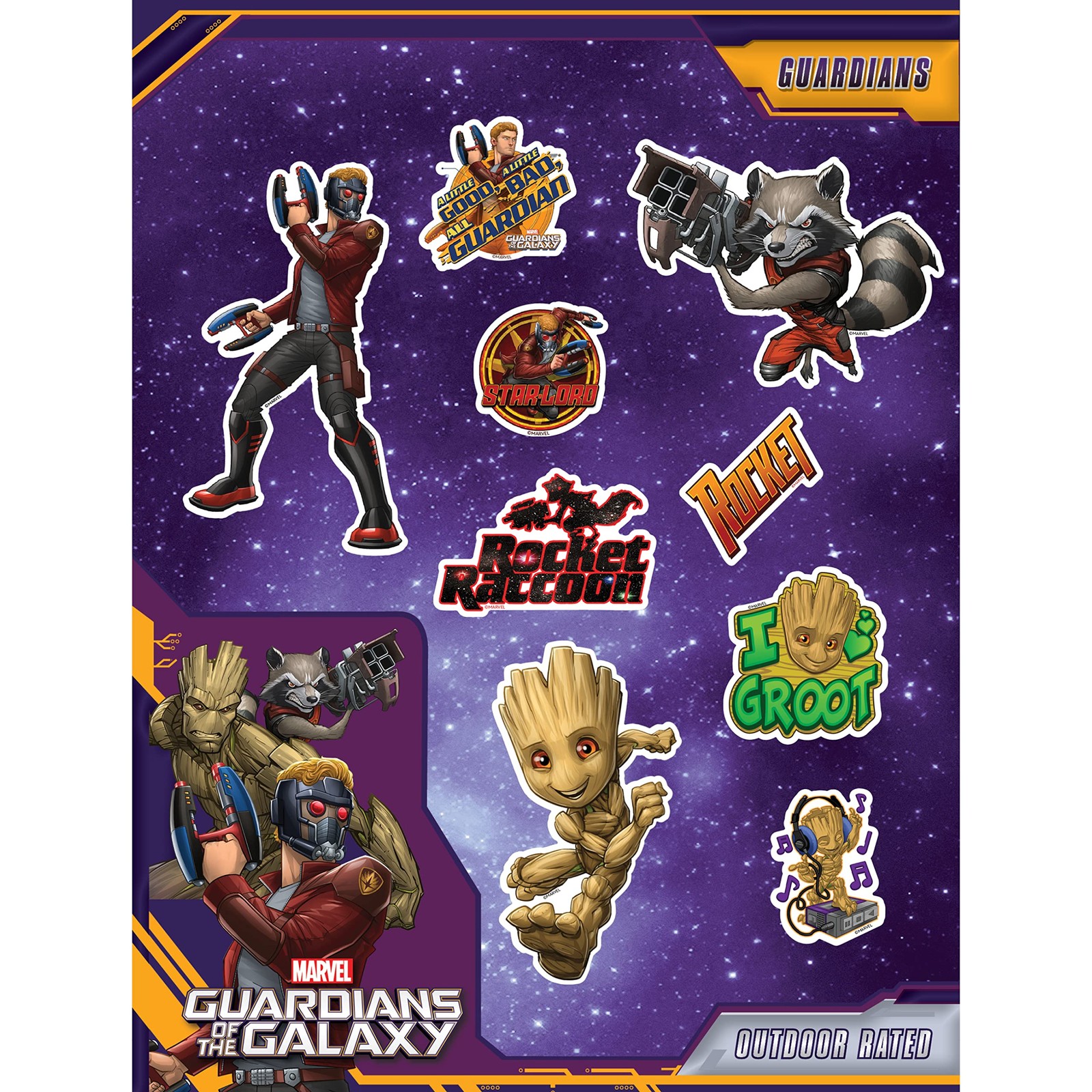 Marvel Guardians of the Galaxy Decals – Set of 9 Vinyl Stickers for Car Lapto…