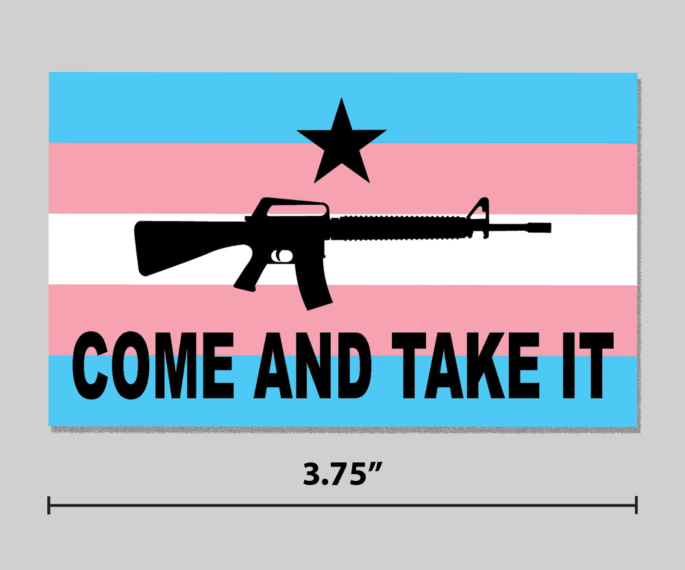 2nd Amendment Sticker Transgender Pride Flag Come and Take It 3.75" Vinyl Decal
