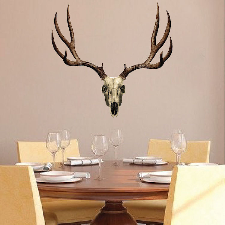Deer Antler Wall Decal Mural Skull Hunting Wild Animals Removable Wall Art, a09