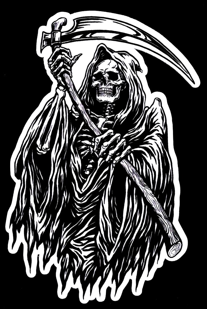 Grim Reaper Sticker Decal Magere Hein Hippie Grateful Dead Rock n Roll Yeti Cup
