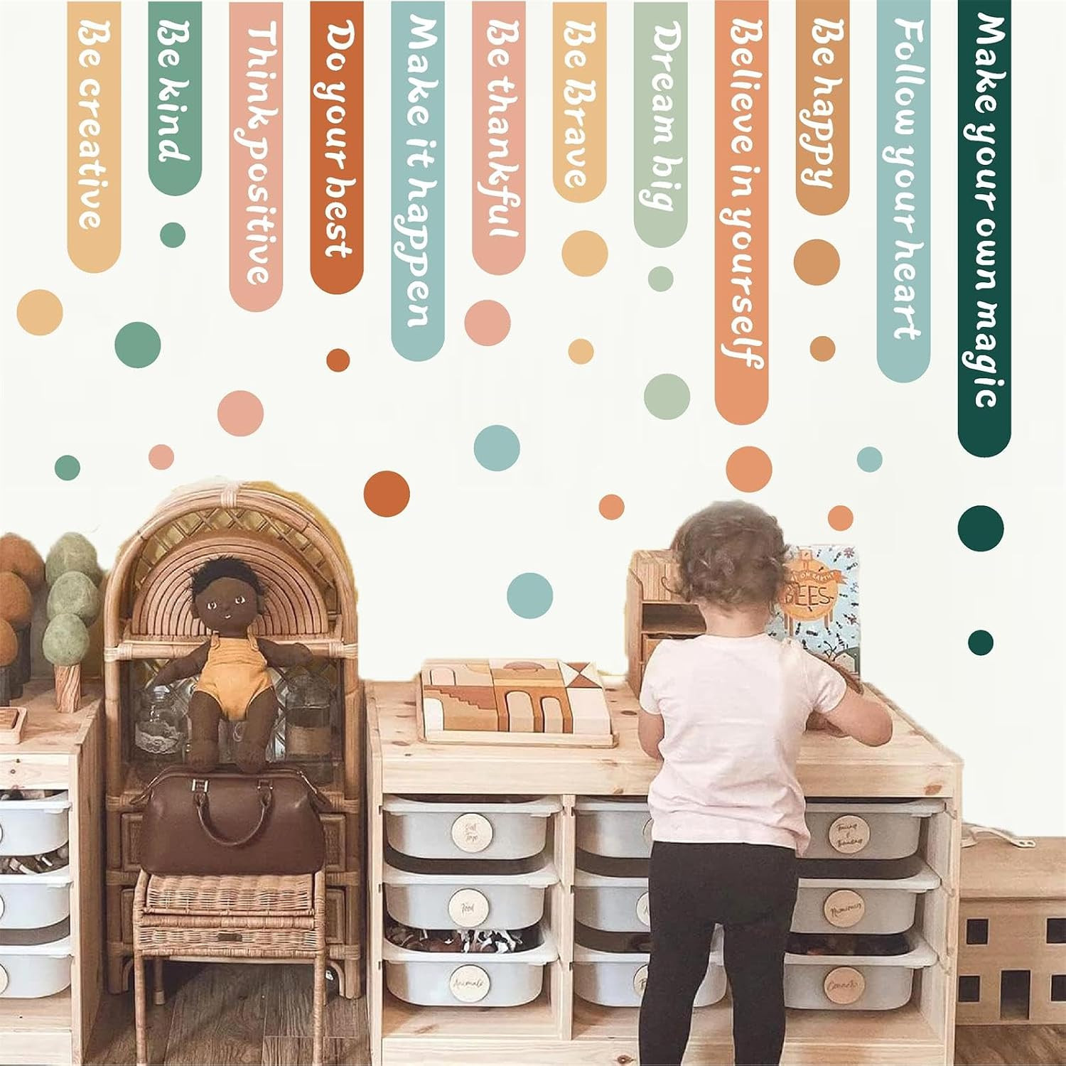 Colorful Kids Playroom Wall Decals – Staircase Door Art Sticker