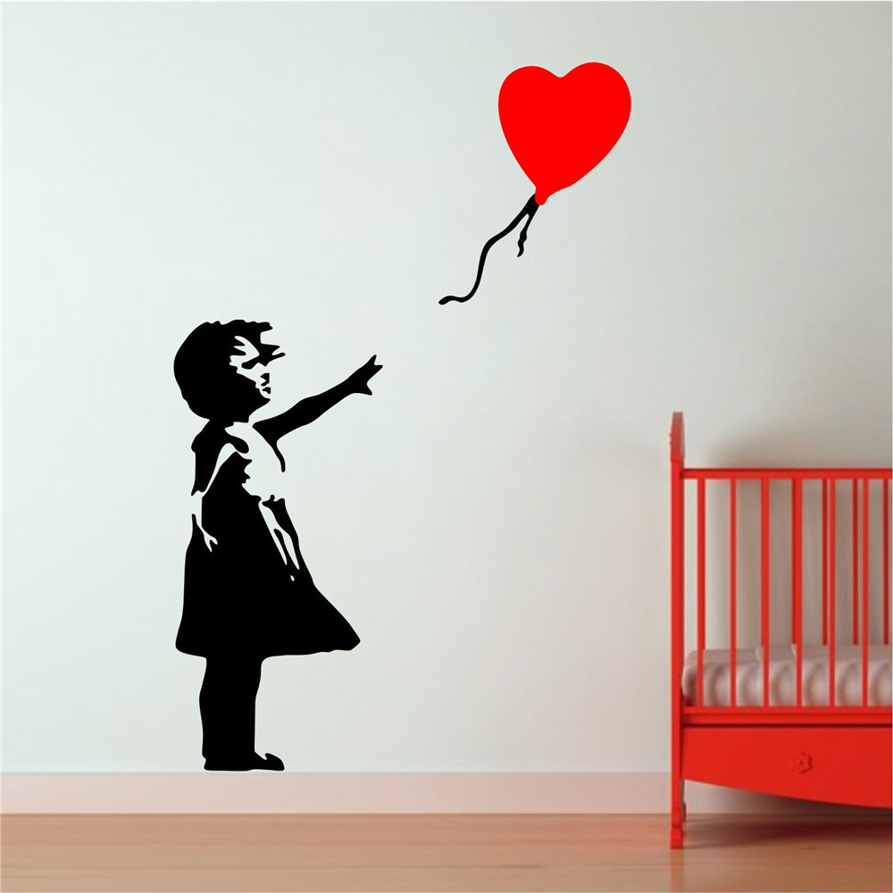 Banksy Art Wall Graffiti Love Balloon Little Girl Carved PVC Decal Sticker