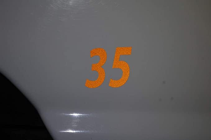 0-9 Reflective Numbers Orange Sticker Vinyl Decals CHOOSE 1"-12" Set Of 40 (RV1)