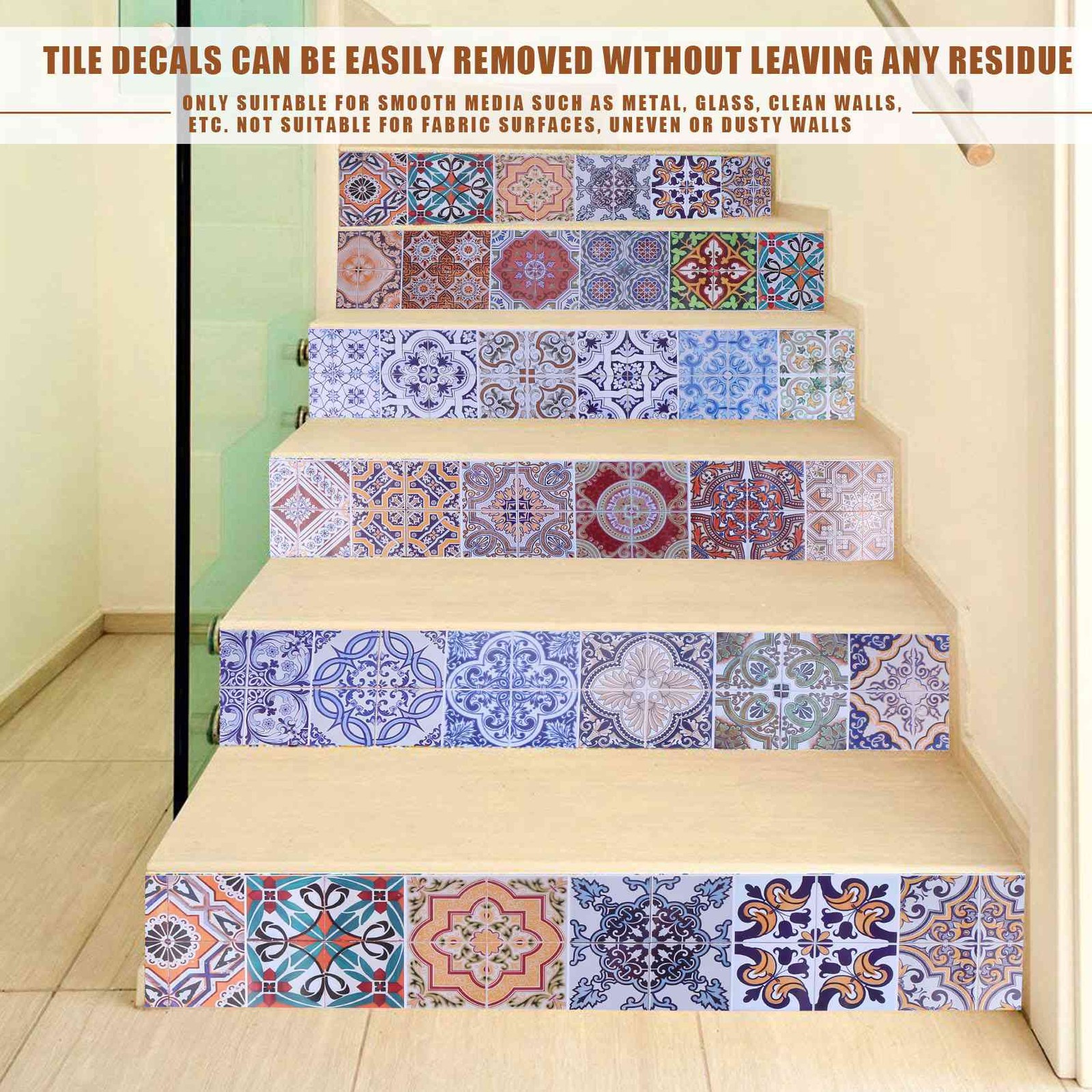 Peel and Stick Tile Backsplash Stair Riser Decals DIY Tile Decals Mexican3749