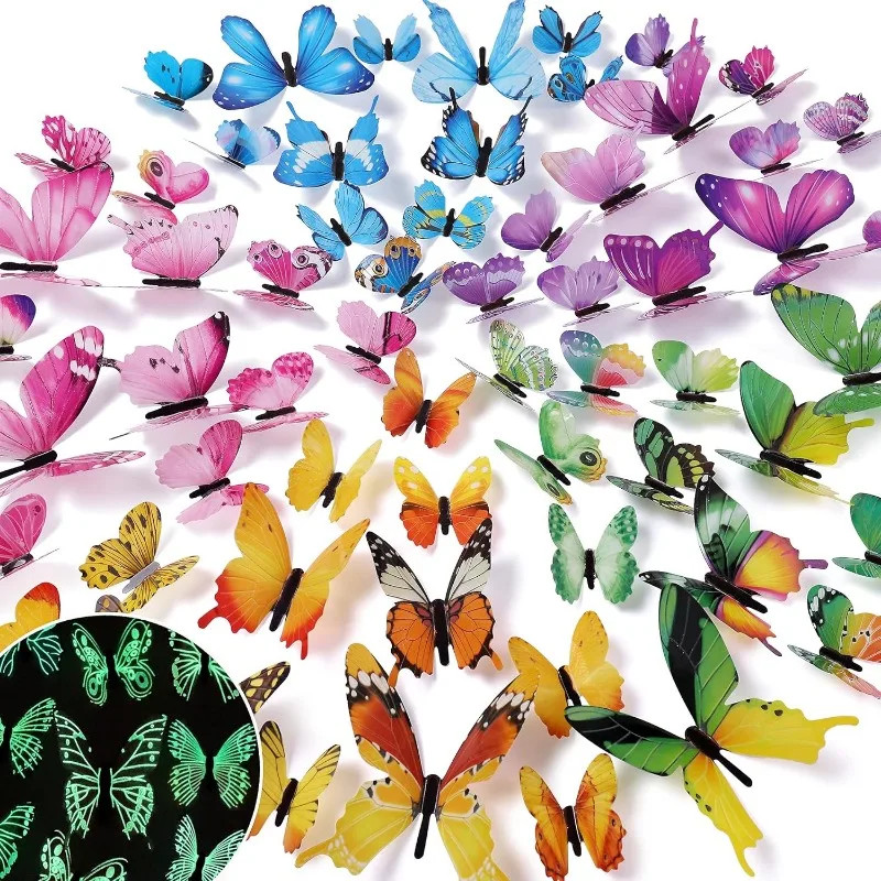 Butterfly Wall Stickers 12/24pcs 3d Luminous for Home Kids Bedroom Living Room
