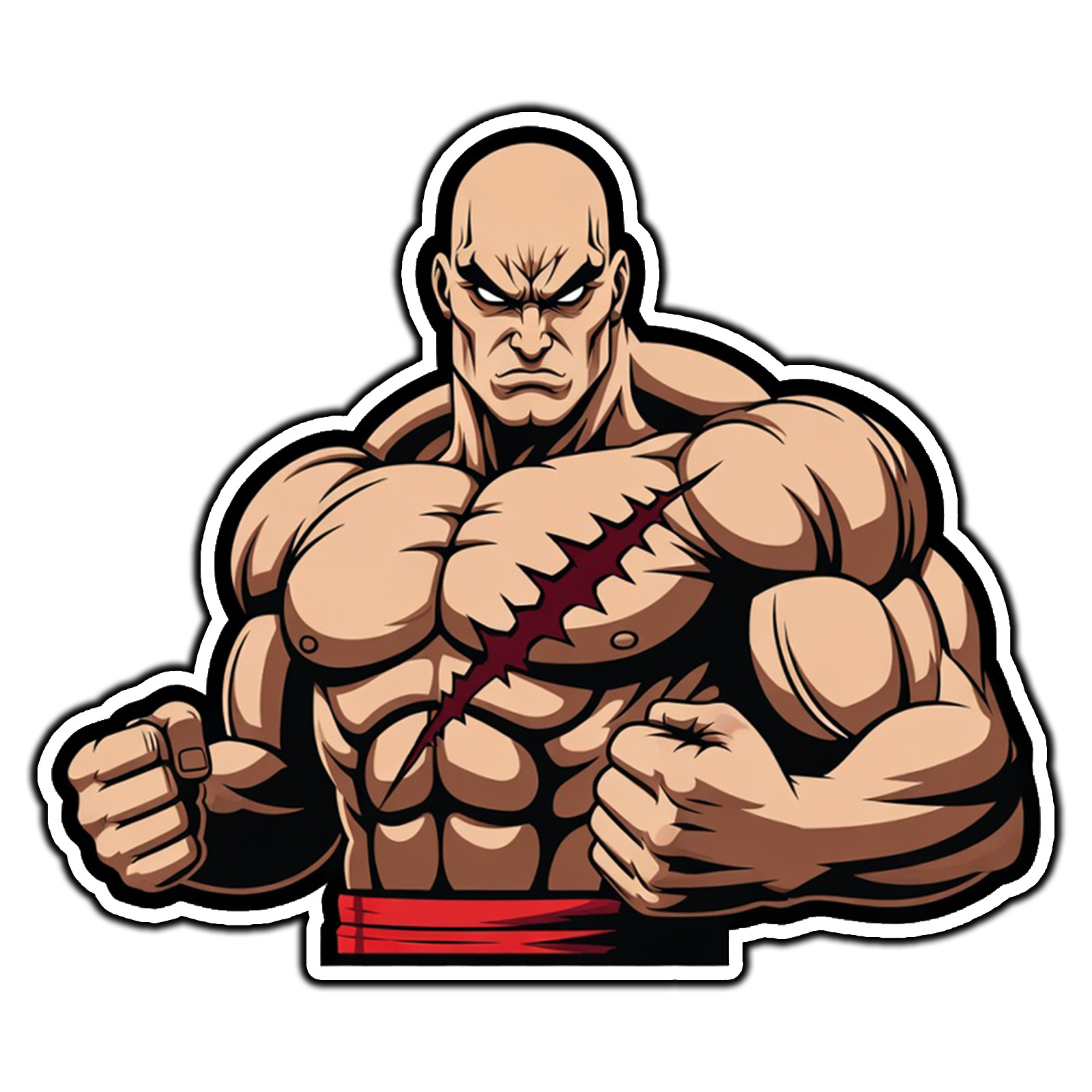 Sagat #2 Street Fighter Retro Sticker Waterproof Vinyl Decal Die-Cut