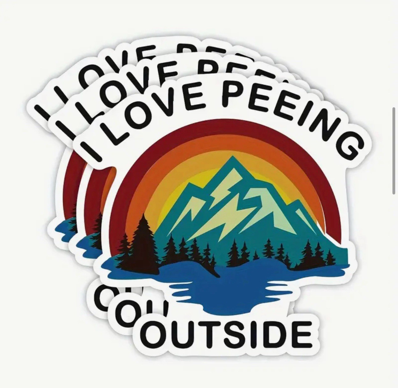 I Love Peeing Outside Mountains Camping RV Car Laptop 3” VINYL DECAL STICKER
