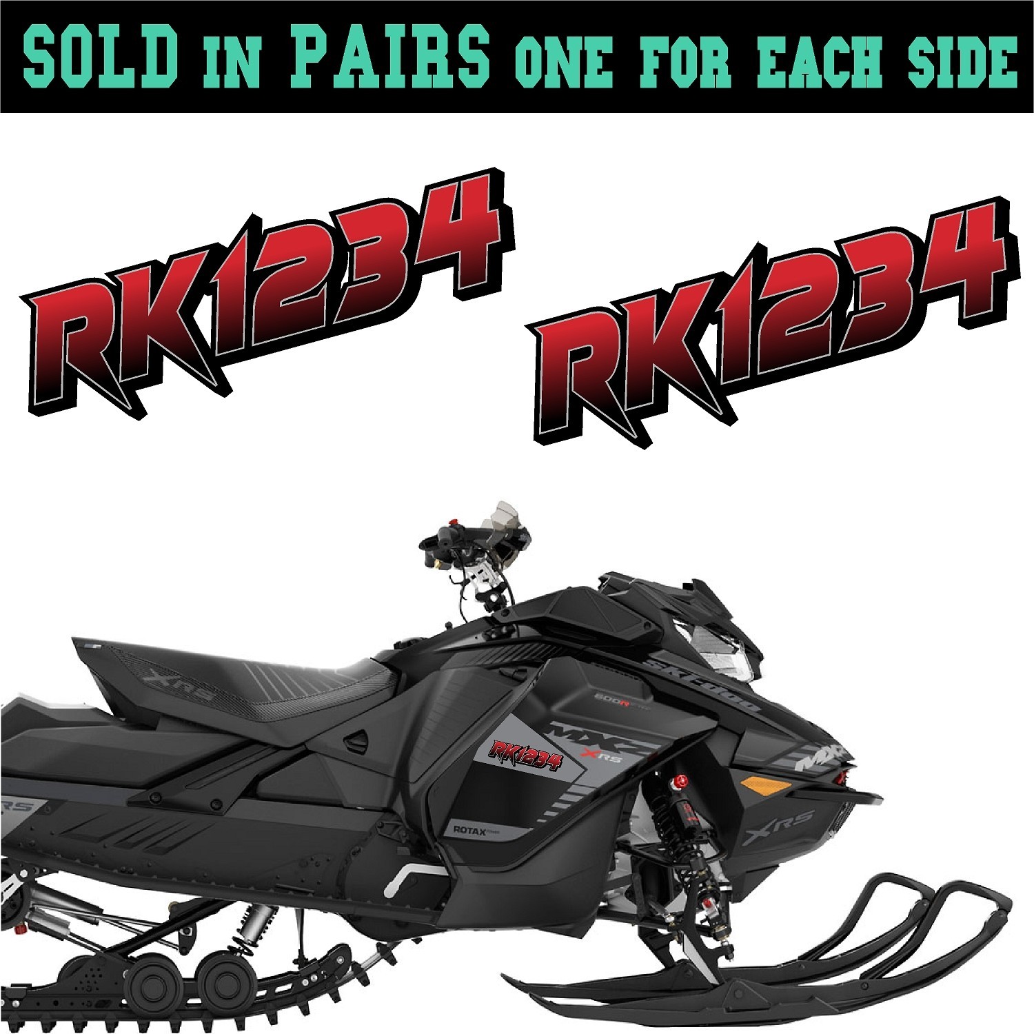 Snowmobile Registration Number Decals (Two Decals) Custom Vinyl Numbers GRB