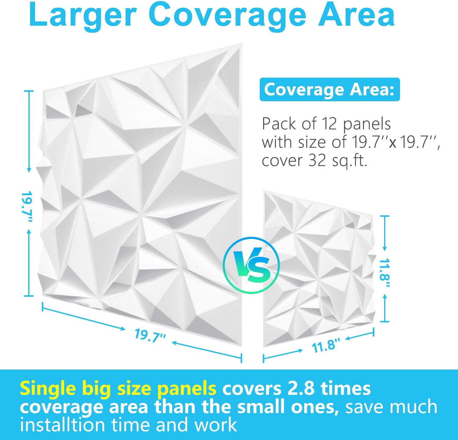 Diamond 3D Wall Panels – Paintable Textured Decor for Living Room & Bedroom