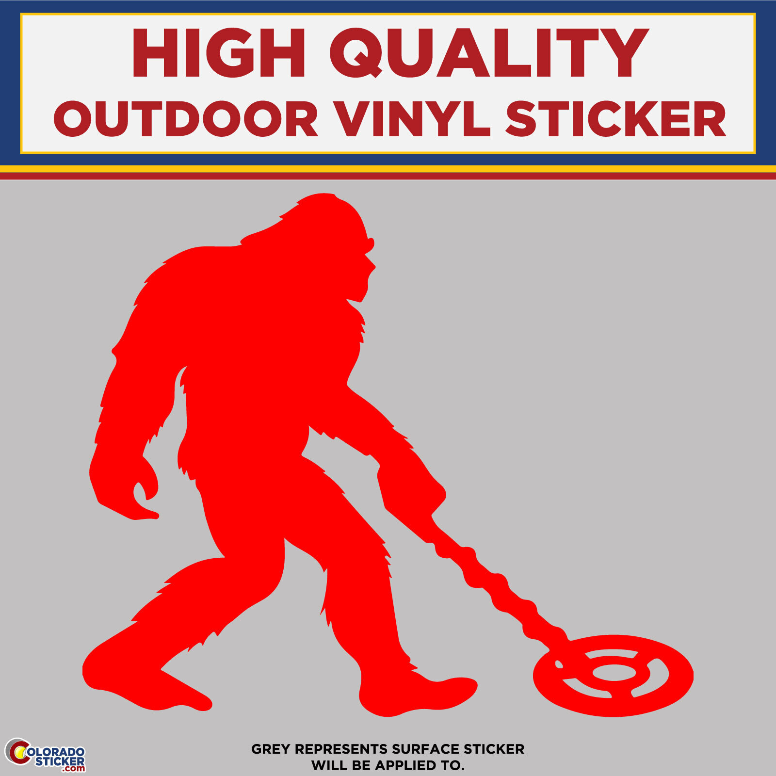 Big Foot with Metal Detector, Die Cut High Quality Vinyl Stickers
