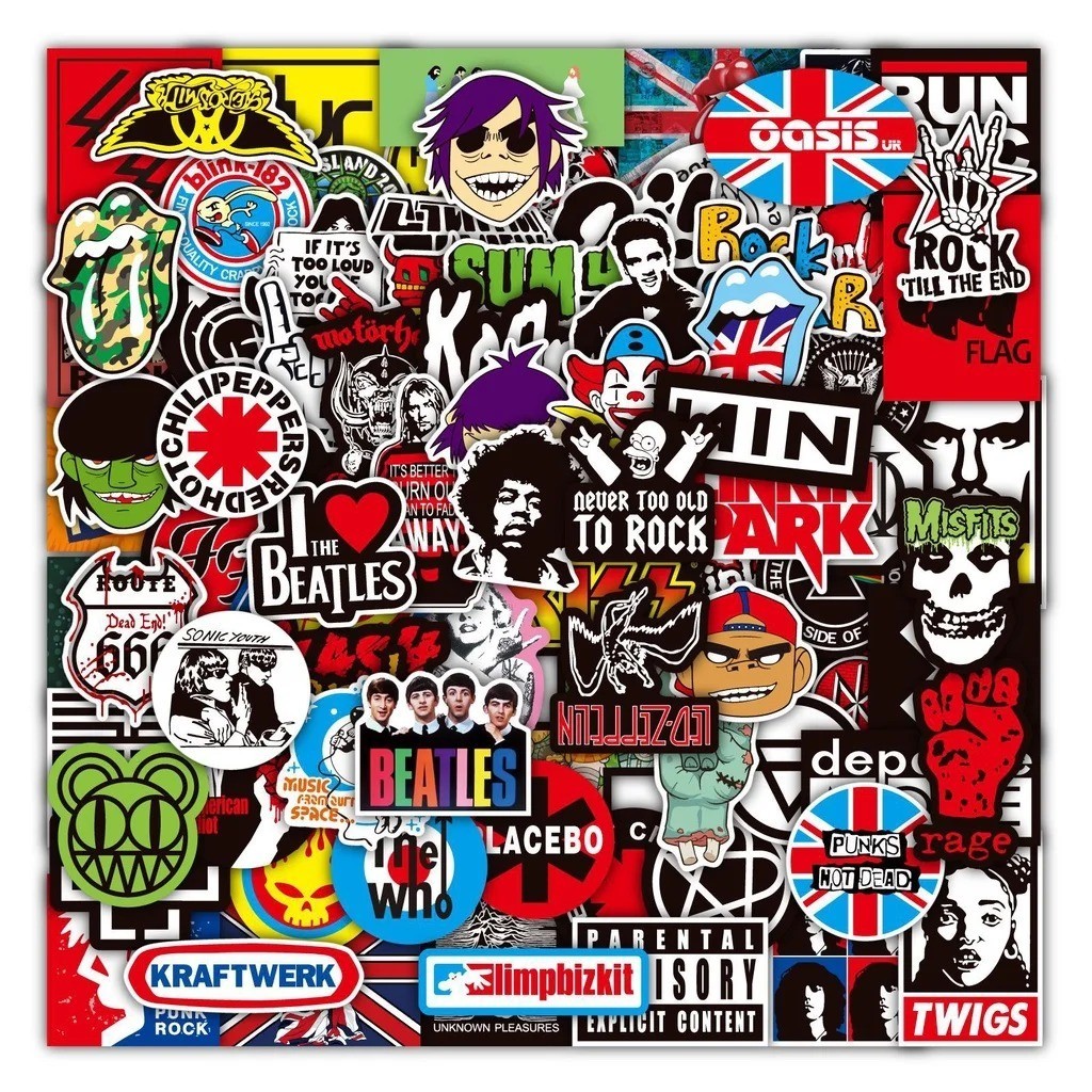 100PCS Rock Band Stickers Lot Punk Music Heavy Metal Bands Sticker Decal