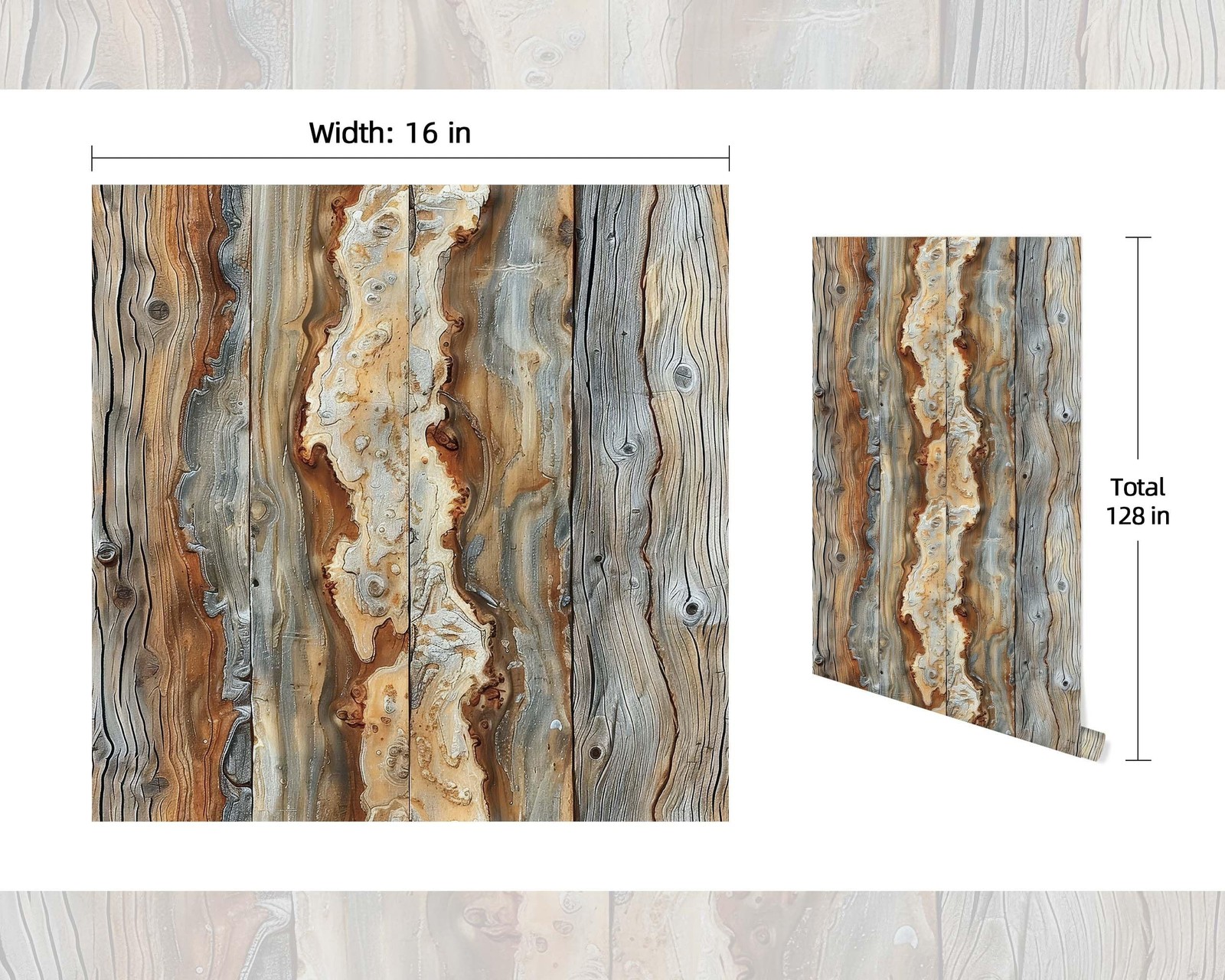 FLFK Rustic Wood Wallpaper,Peel and Stick Wood Grain Wall Mural for Living Ro…