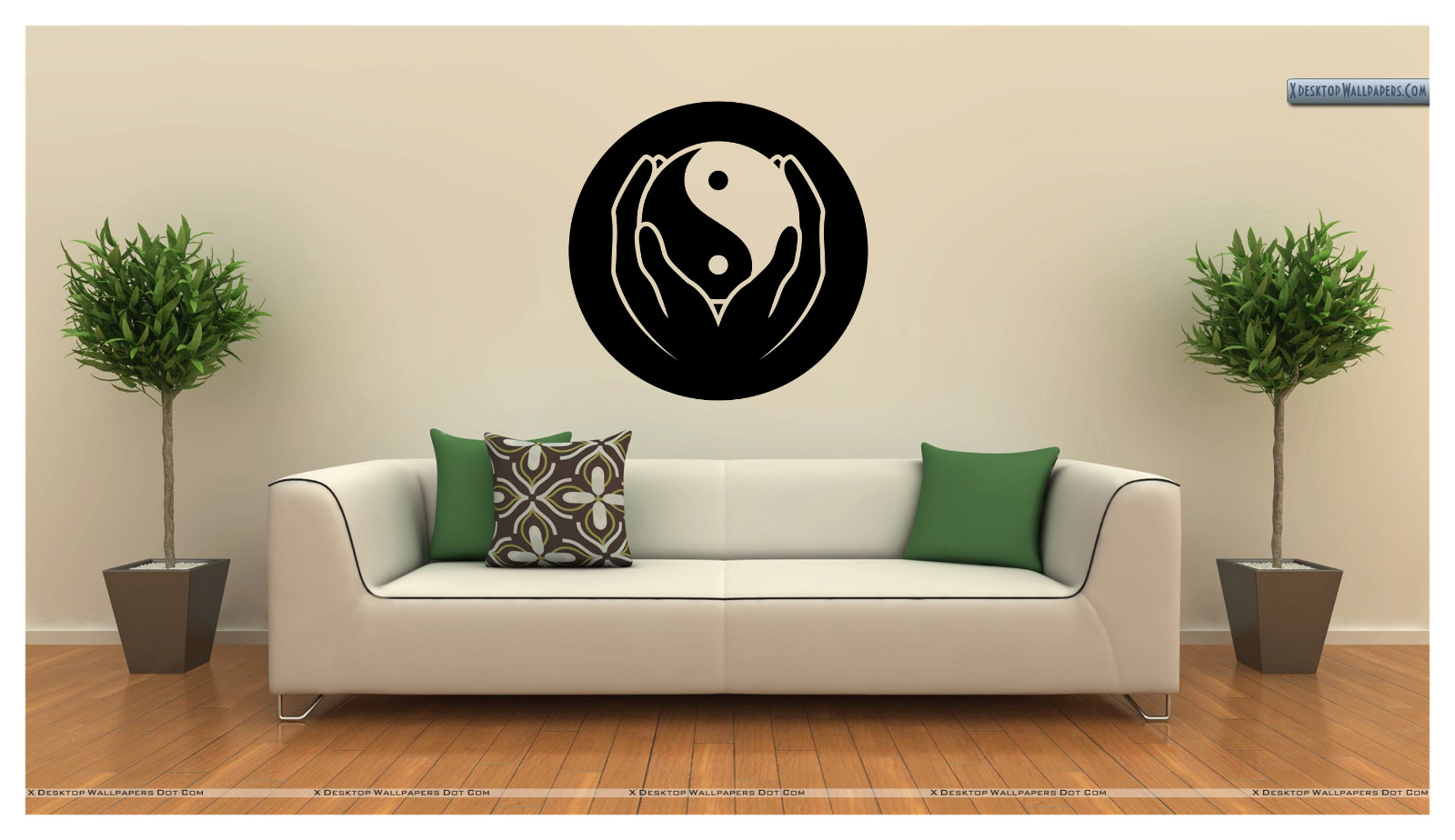 HANDS HOLDING YIN YANG Wall Decal Mural Art Sticker 22"X22" ORIENTAL BUDDHIST