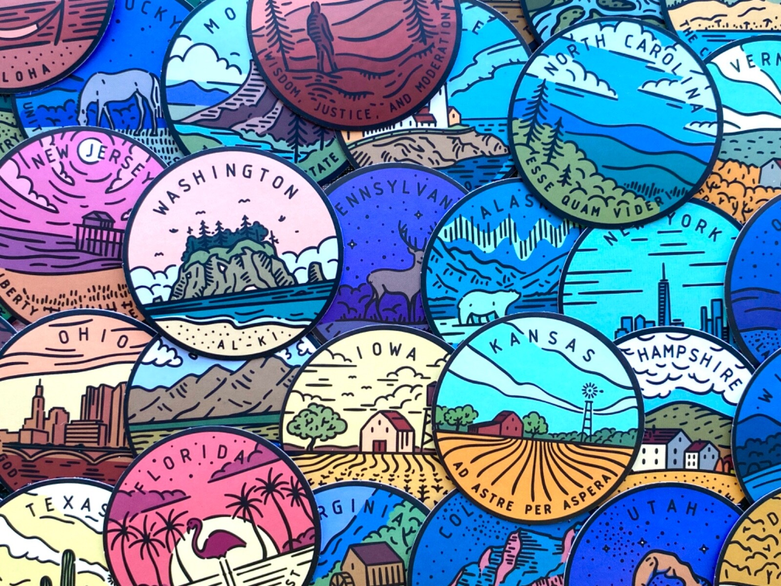 5-50 pcs USA State Stickers, Travel Map Outdoor Car Phone Laptop Vinyl Decals