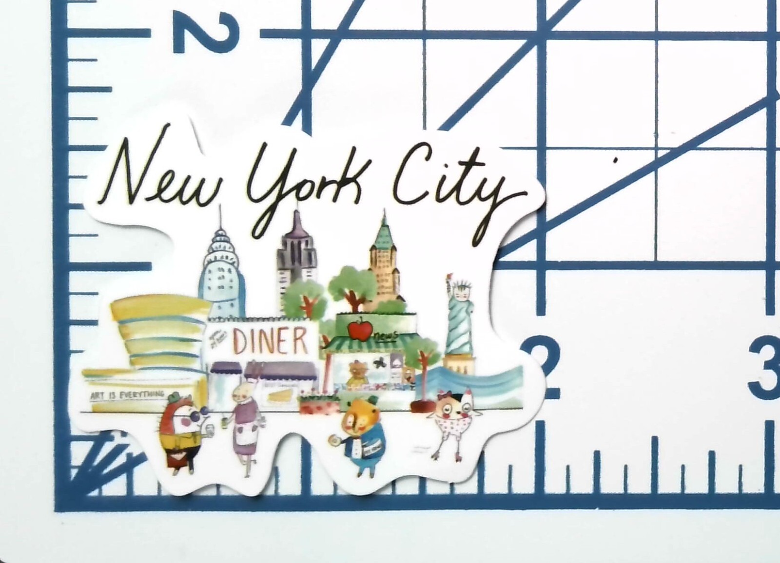 New York City NYC Skyline Illustration Die Cut Sticker Journal Scrapbook Art