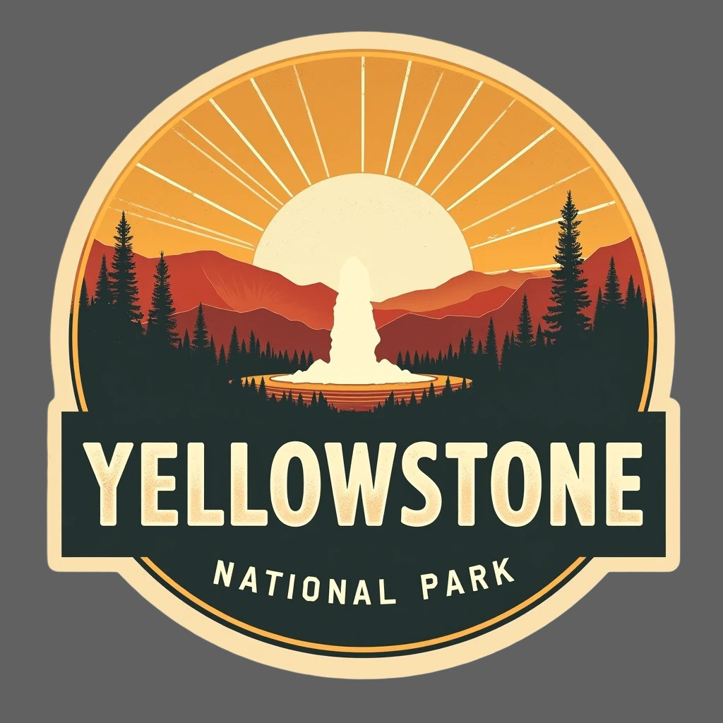 Yellowstone National Park Sticker Vinyl Decal Geyser Landscape Travel