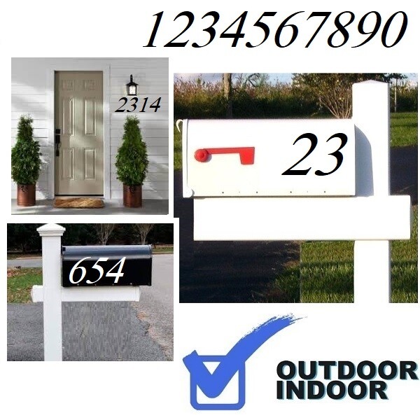 Mailbox Address Numbers Decal Sticker Window Door Wall Sign, MICROSOFT ITALIC