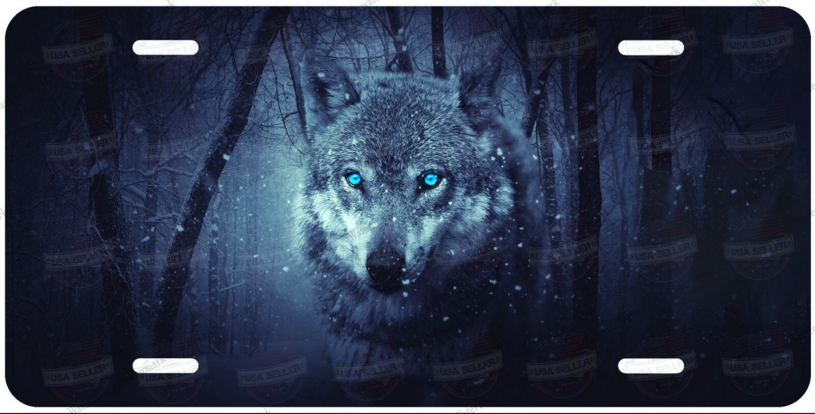 Wolf Blue Eye Animal Artwork Customized License Plate For Car ATV Moped Bike
