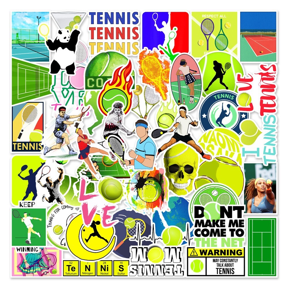 50 Pcs Stickers Tennis Sports Fridge Luggage Skateboard Car Laptop Water bottle