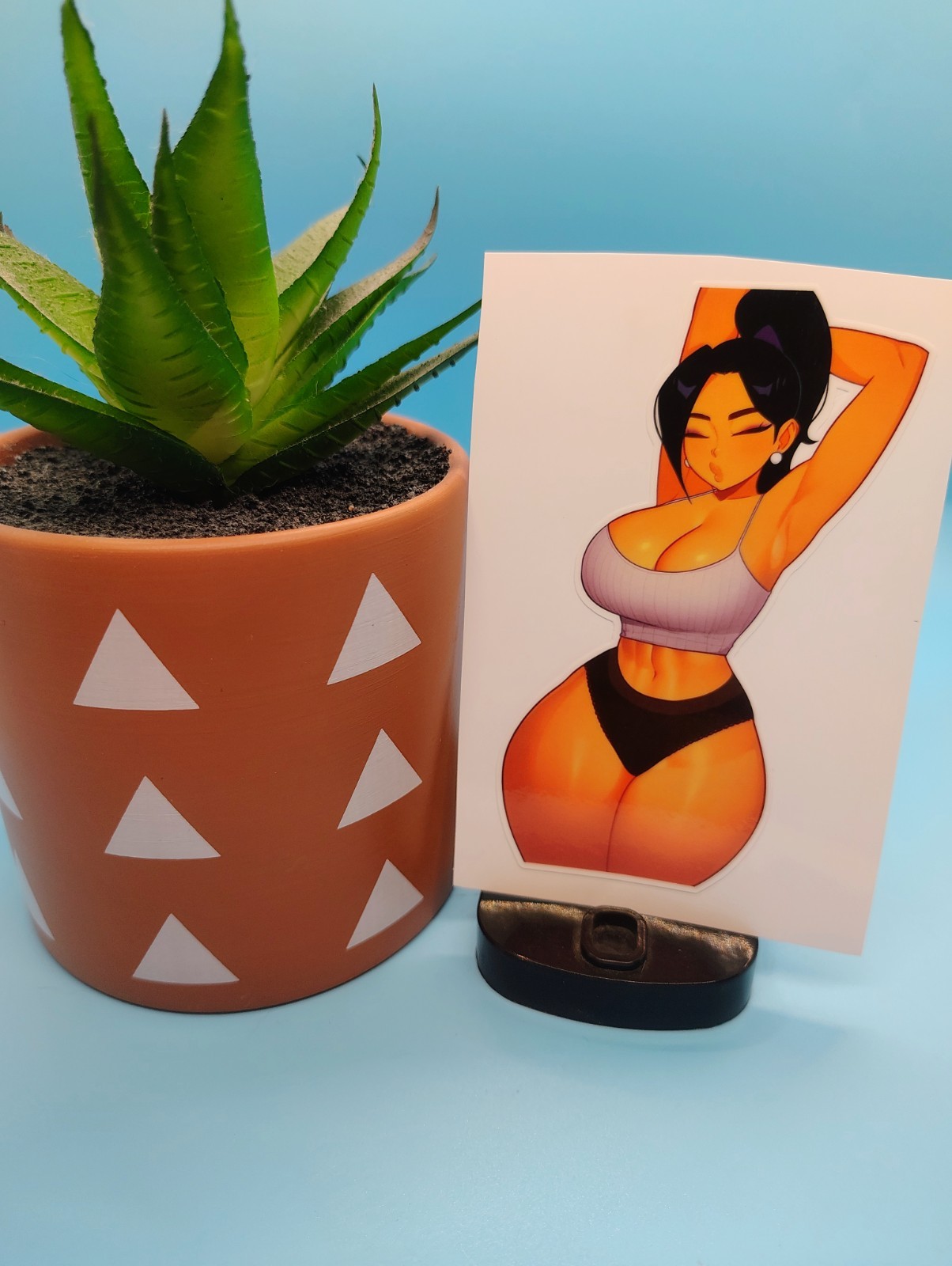 (4.5 Inches) Lewd Anime Girl (Thicc Sleepwear) – Water-Resistant Vinyl Sticker