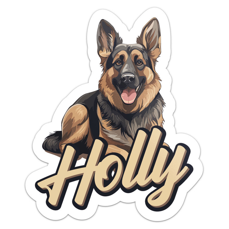 German Shepherd Dog Holly Name Vinyl Decal Waterproof Car Bumper Sticker