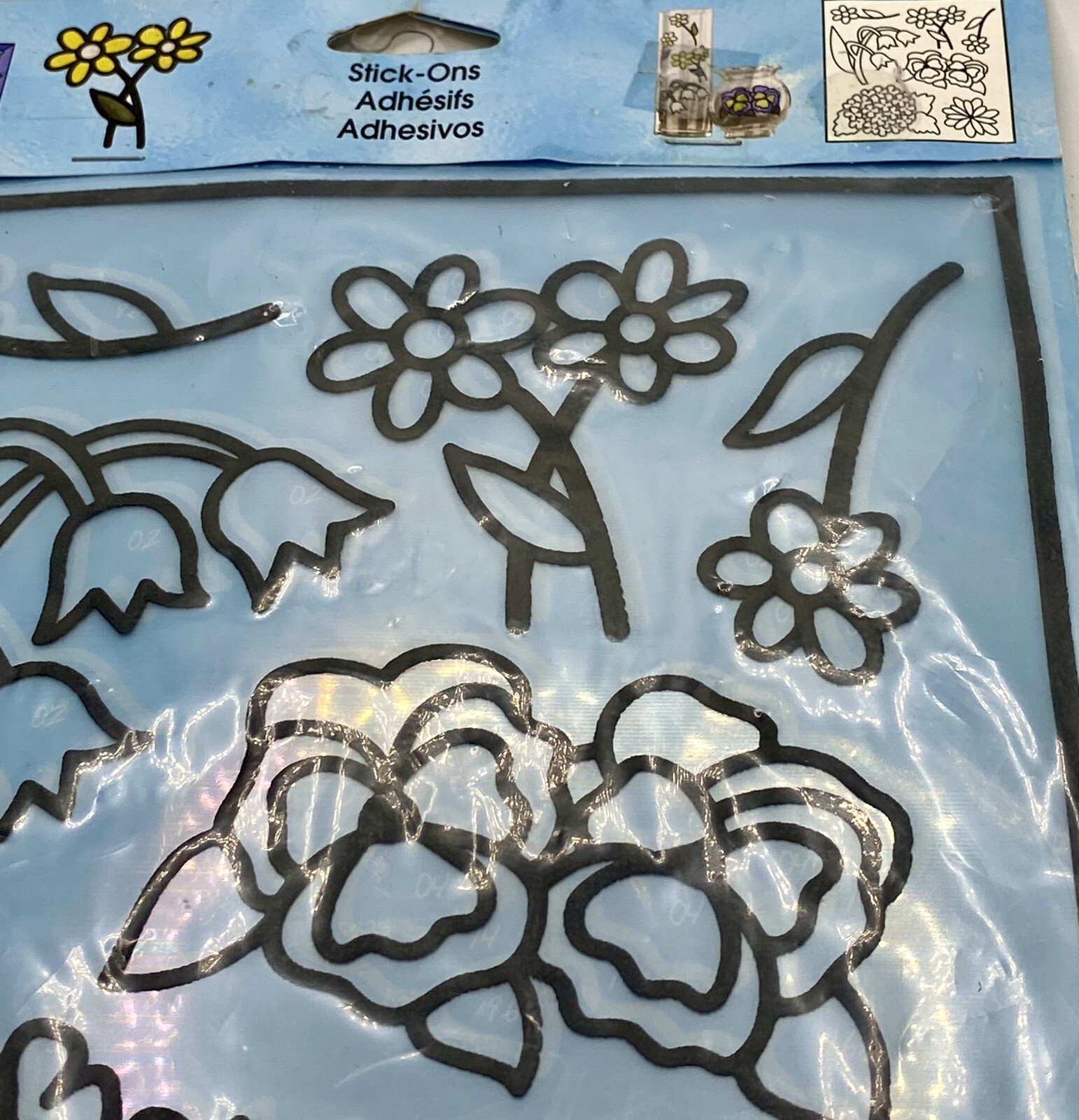 Flowers Plaid Gallery Stained Glass Stick Ons Adhesives Jar Decoration Windows