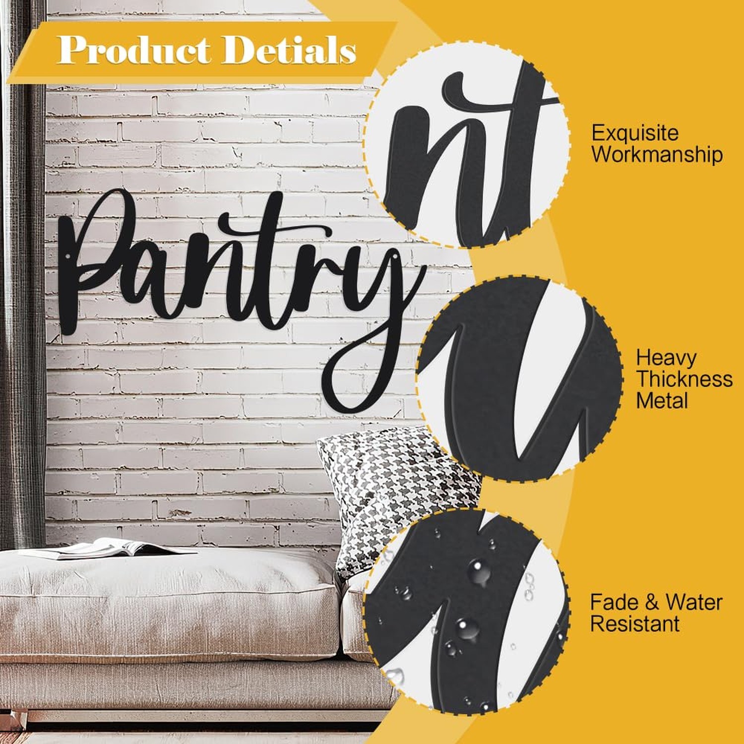 Pantry Black Metal Iron Wall Decoration Home Decor Signs for Hallway Living R…