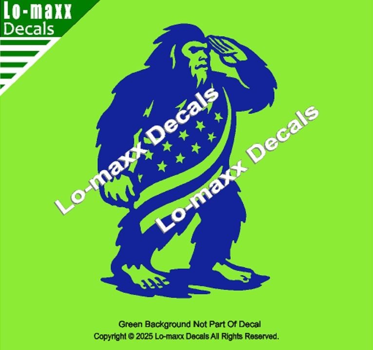 Patriotic Bigfoot Decal American Freedom Flag Sasquatch Sticker USA Vinyl Art