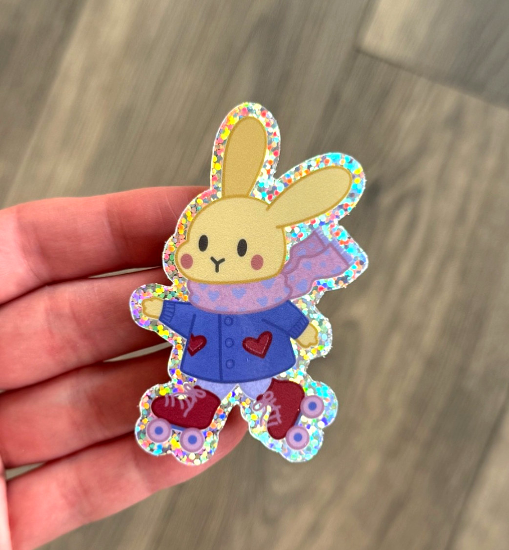 Vinyl Art Print Sticker “Rollerskating Rabbit” Brianna Alderfer