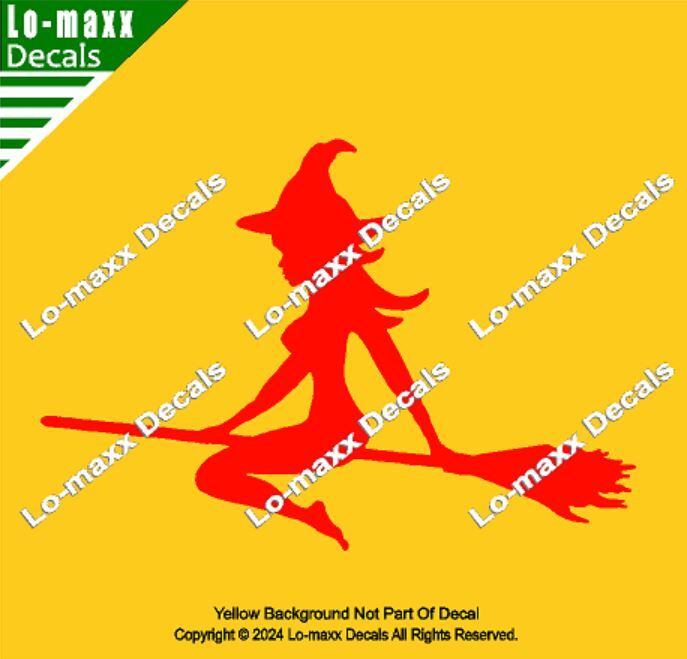 Mudflap Girl Witch Riding Broom Trucker Custom Graphic Die Cut Vinyl Decal