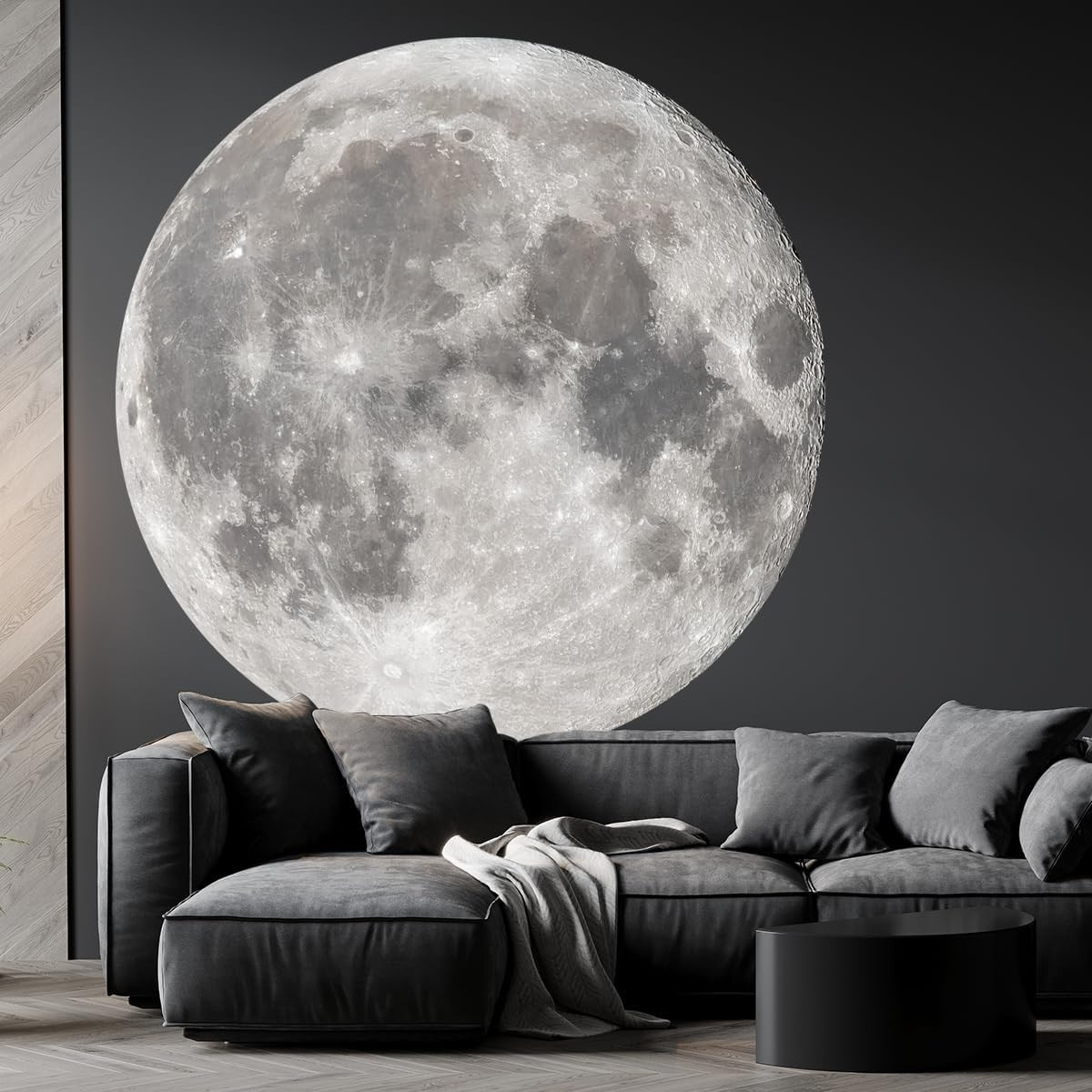 Large Moon Wall Stickers Full Moon Decor Wall Decals 6 Sheets Peel and Stick Wal