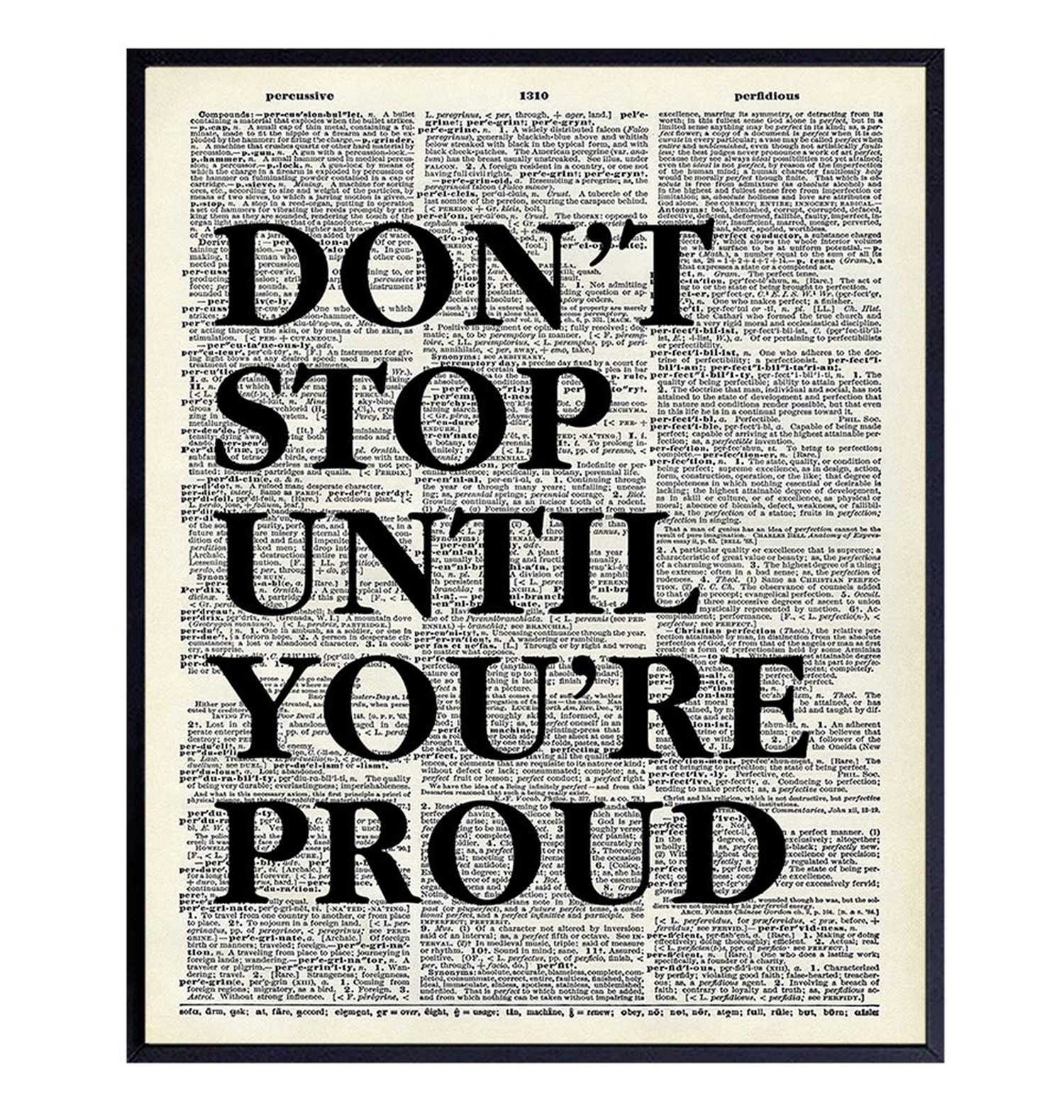 Motivational Don't Stop Dictionary Art, Wall Decor Picture – 8×10 Upcycled Ho…