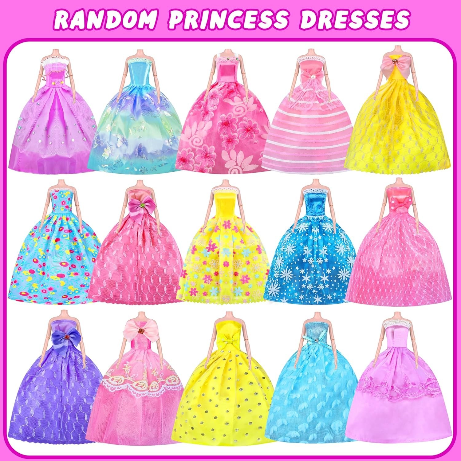 342 Pcs Doll Clothes and Accessories with Doll, Princess Gowns, Fashion Dresses,