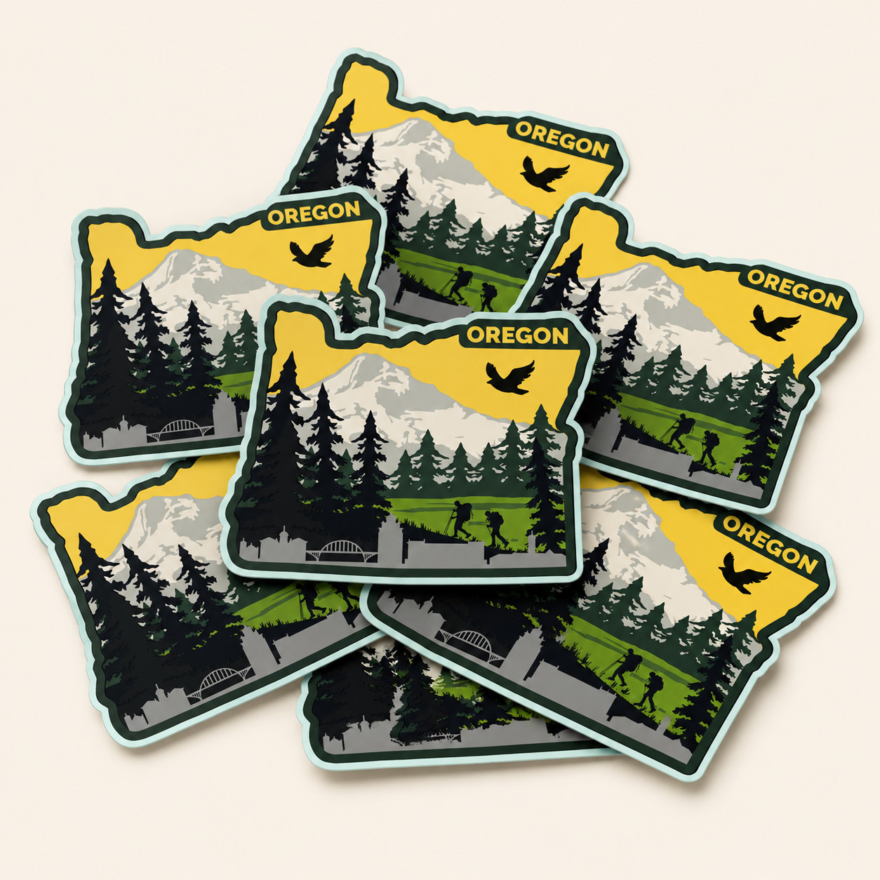 Oregon State Shape Adventure Vinyl Sticker 4×3 Inch Waterproof & Fade Resistant