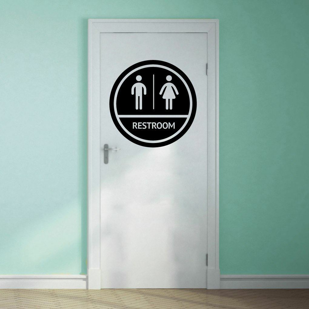 Restroom Sign Wall Decal – Bathroom, Restroom, Men's and Women's, Sticker, Sign