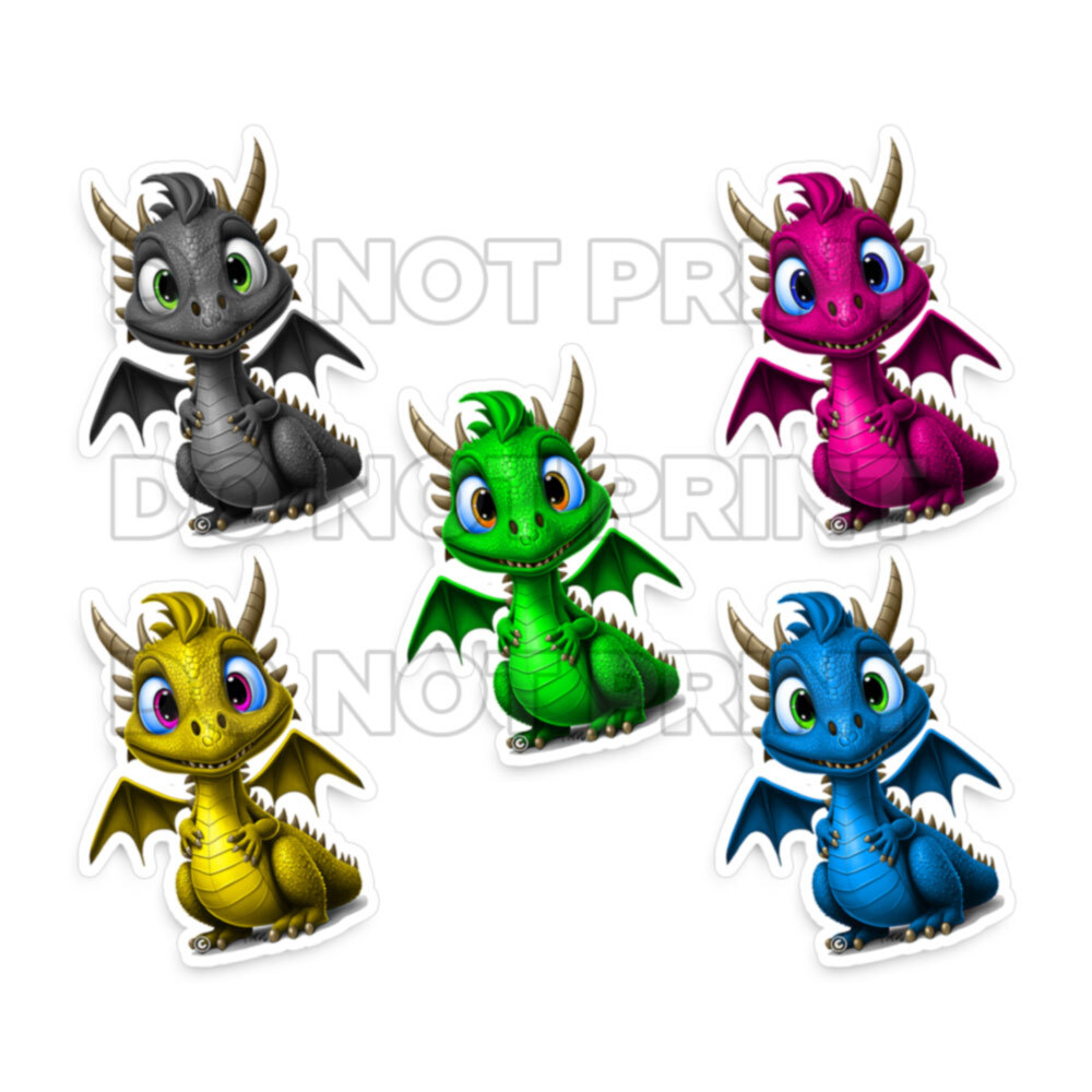 Cute BLUE Baby Dragon Fantasy Adorable Decal Car Bumper Vinyl Sticker M33034 2pk