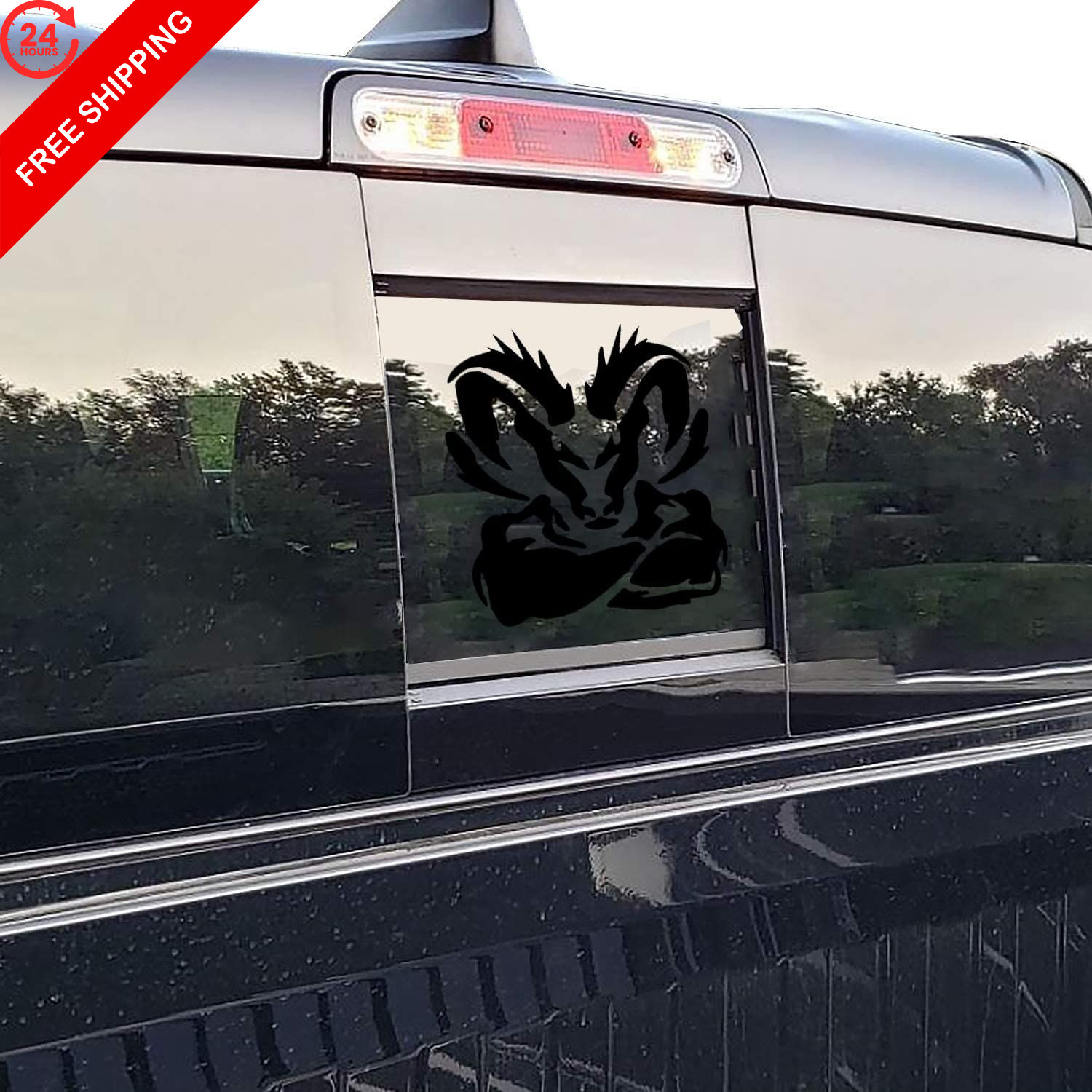 Designs Rear Back Middle Window Vinyl Decal Sticker for 1500 2500(Black) Black