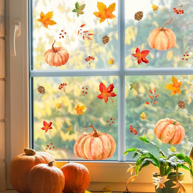 Static Window Stickers Decal Glass Home Furniture PVC Pumpkin Autumn New