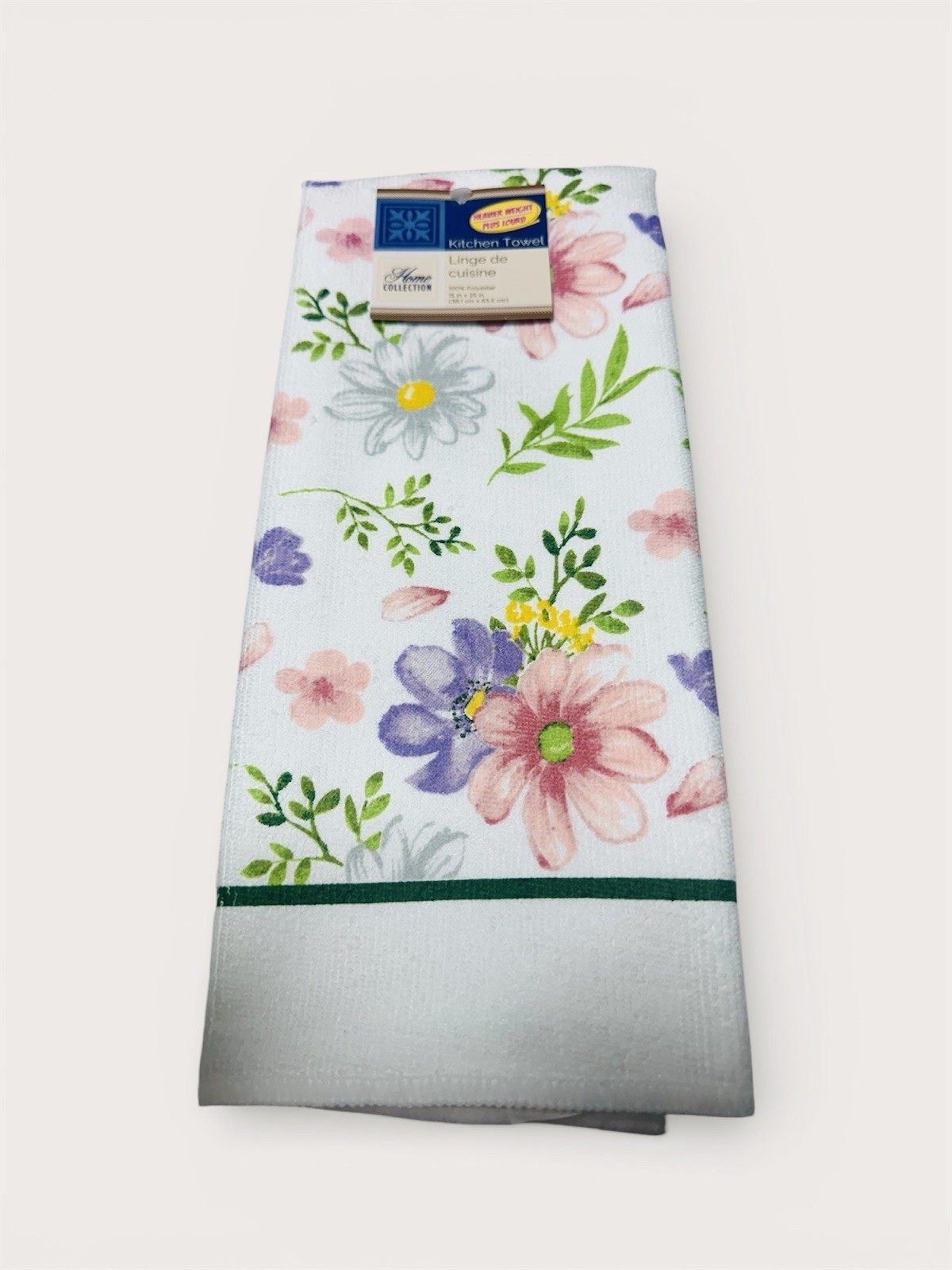 Home Collection Floral Cotton Kitchen Towels Set of 2 White Pink Purple Yellow