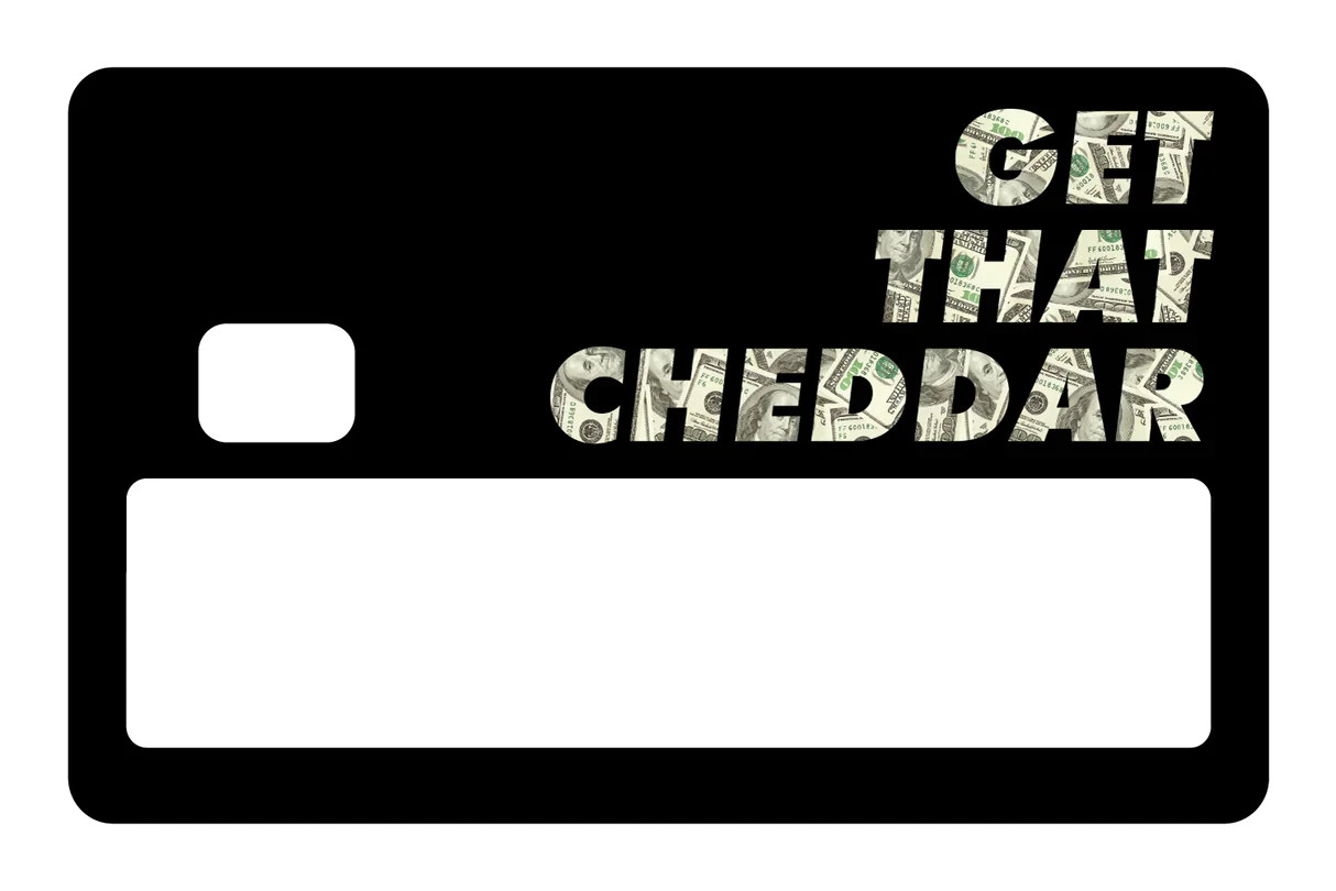 Get That Cheddar Card Skin 4 Pack Money Hustle Dollar Bill Black Vinyl Decal
