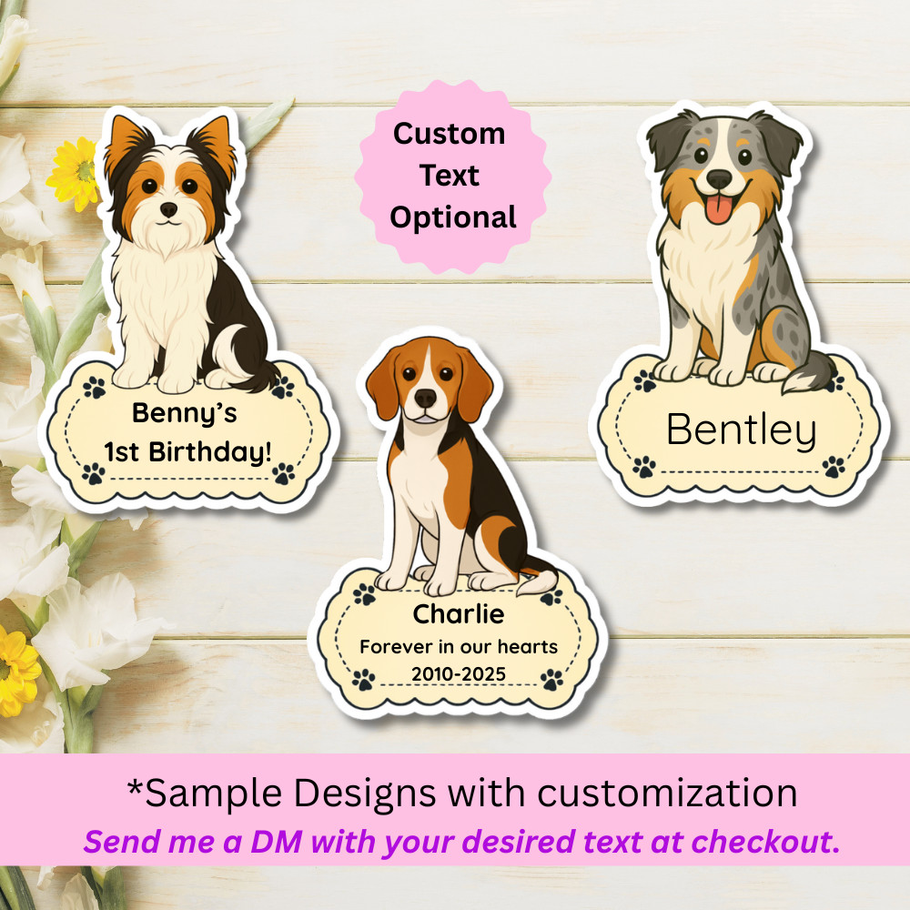 Personalized Biewer Terrier Dog Sticker Magnet Bookmark – Tri-Color