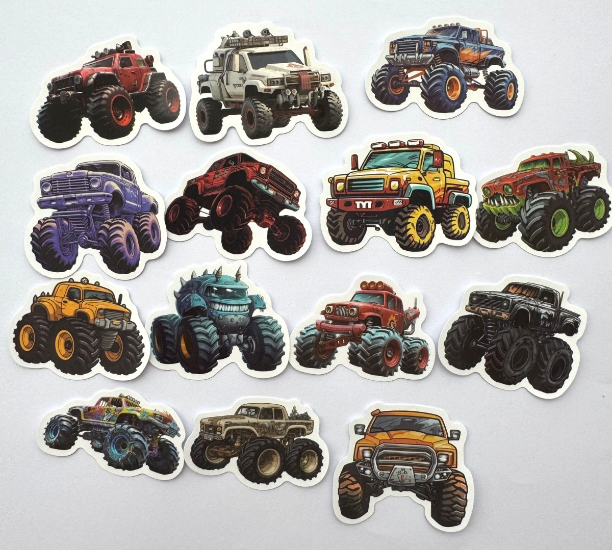 Monster Truck Stickers Off-Road Big Wheel Trucks 7 pcs Random Mix
