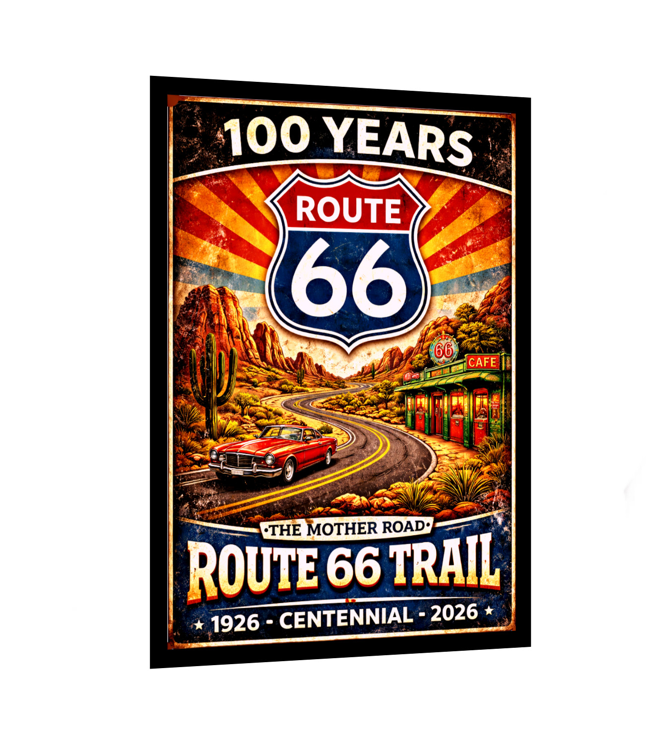 100TH Anniversary Round Route Stickerl America's Highway Historic Route 66