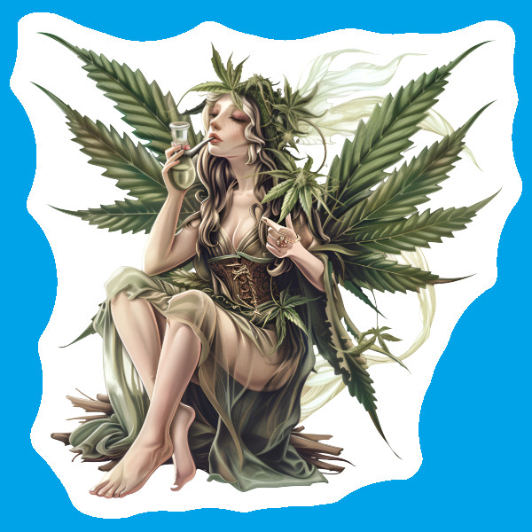 Marijuana Fairy Vinyl Sticker Weatherproof Stoner Gift 420 Weed Decal Fairycore